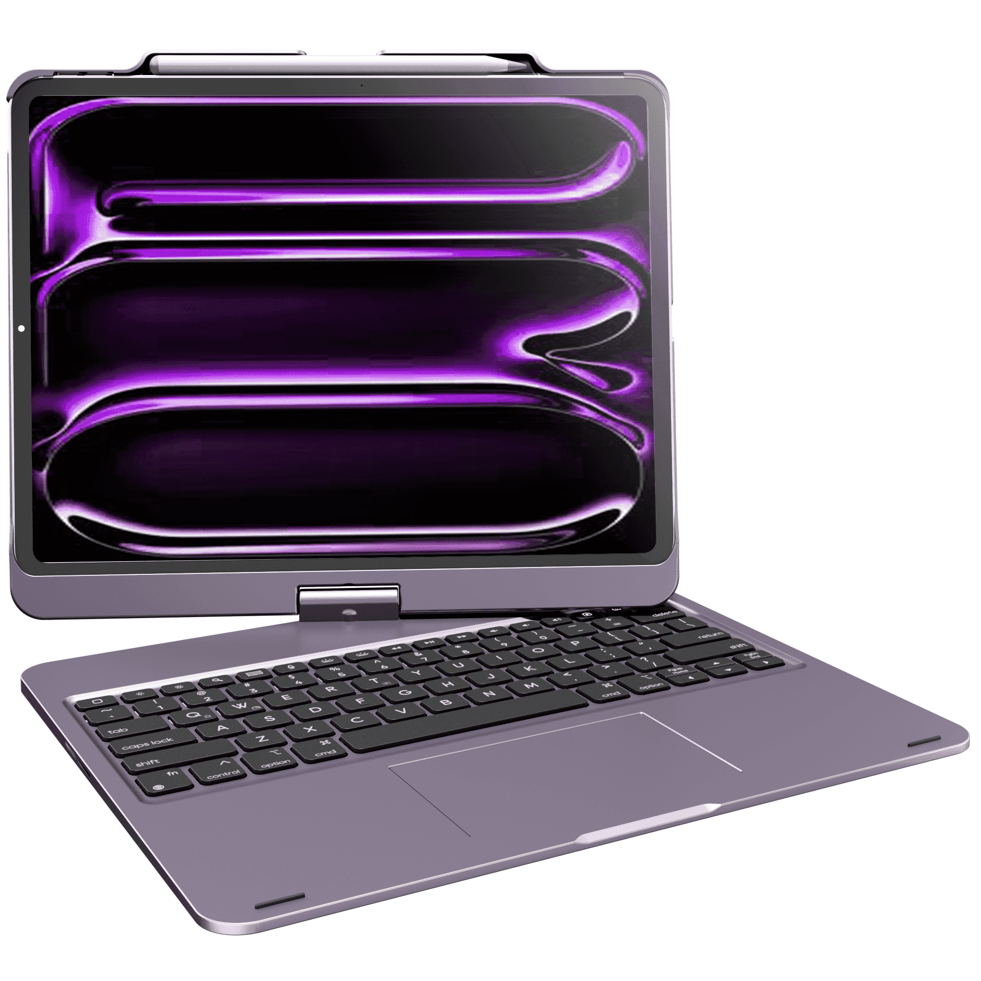 Pekarejue Wireless Keyboard Case Compatible with iPad Air 13-inch (M4 M3 M2) & iPad Pro 13 inch (M4 M5), iPad Pro 12.9-inch (6th-3rd): Rotatable Cover with Pencil Holder, Trackpad, RGB Backlit Purple
