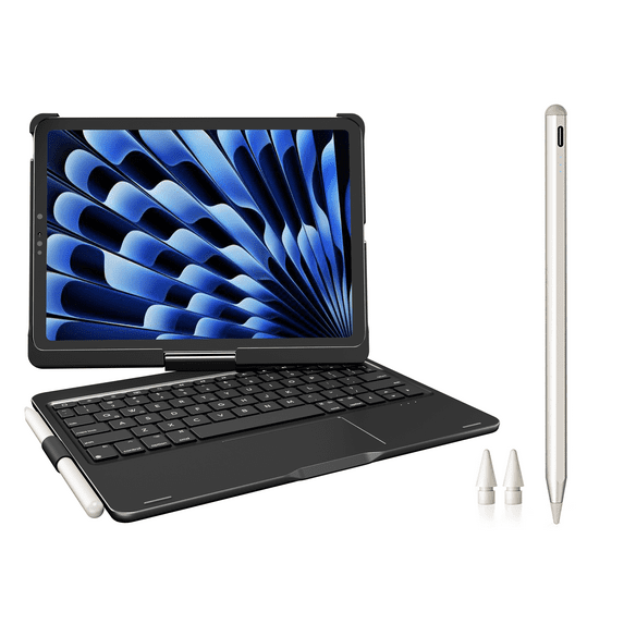 Pekarejue Wireless Keyboard Case + Stylus Pen Compatible with 2025 iPad (11th-10th), iPad Air 11-inch (M3-M2), iPad Air (5th-4th) & iPad Pro 11-inch (2018-2022), Black