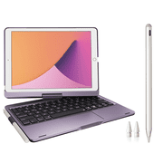 Pekarejue Wireless Keyboard Case with Trackpad + Stylus Pen Compatible with Apple iPad 9th 8th 7th Gen 10.2-inch, iPad Air 3rd Generation, Purple