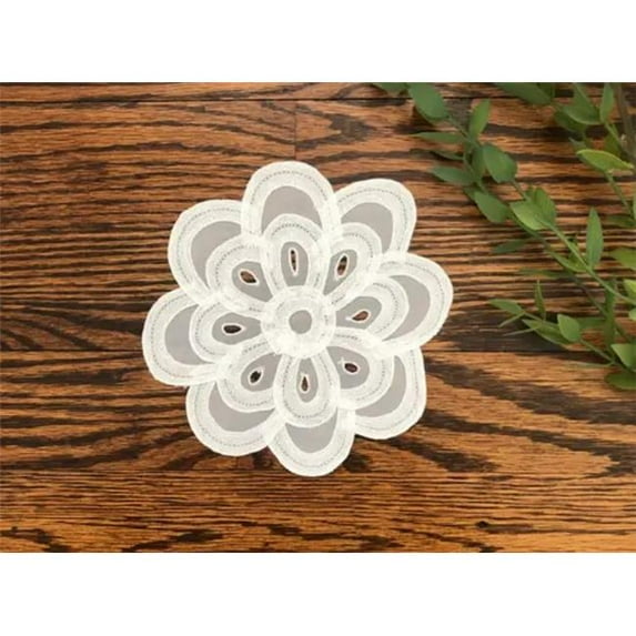 Peking Handicraft 06M9206W08 8 in. Crystal Lace White Round Crochet Doily