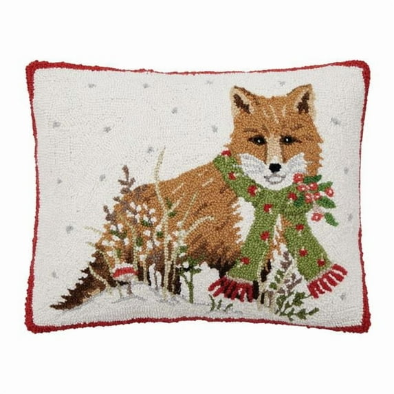 Peking Handicraft 31ML572C20OB 16 x 20 in. Toadstool Fox Poly Fill Hook Pillow, Multi Color