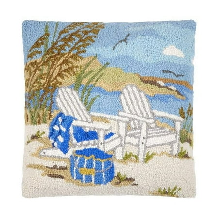 Peking Handicraft 30SER645C18SQ 18 x 18 in. Waterside Poly Fill Hook Pillow, Multi Color