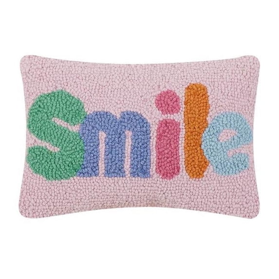 Peking Handicraft 30AV18C12OB 8 x 12 in. Smile Poly Fill Hook Pillow, Multi Color - Pack of 3
