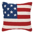 thumbnail image 1 of Peking Handicraft 30GYY180AC18SQ American Flag Red White and Blue Hook Pillow, 18-inch Square, Wool and Cotton, 1 of 1