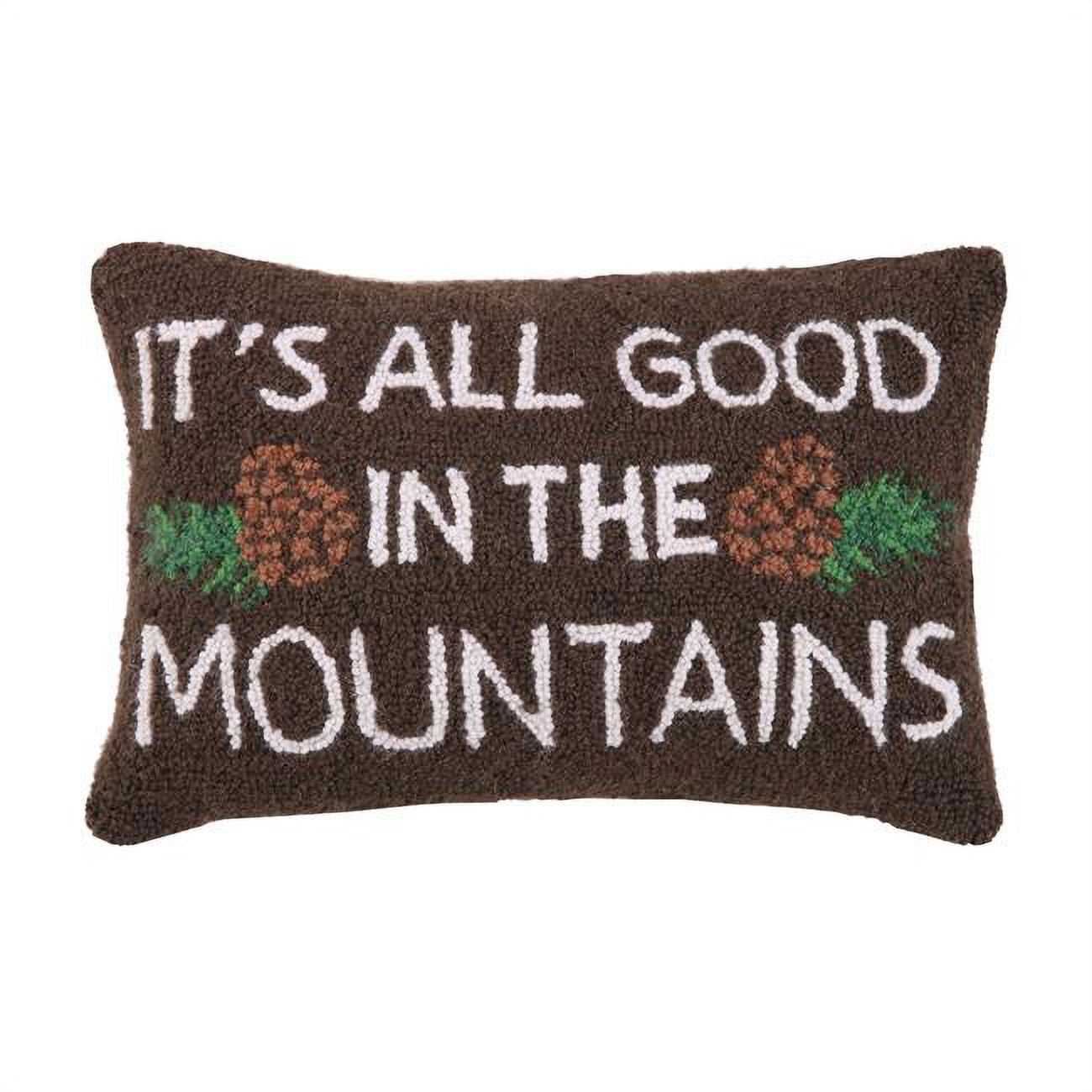 Brown Wool and Cotton Mountain Hook Pillow 12x18