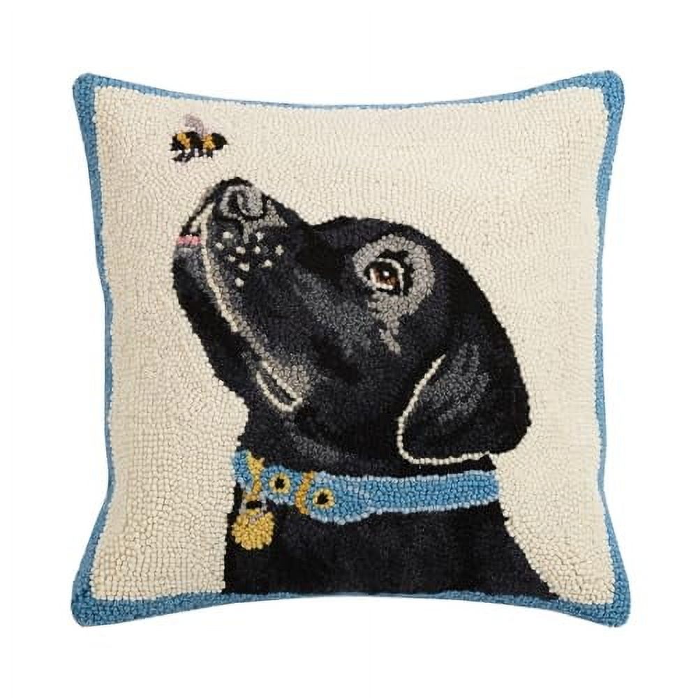 Peking Handicraft 30ML463C16SQ Black Lab with Bee Hook Pillow, 100% ...