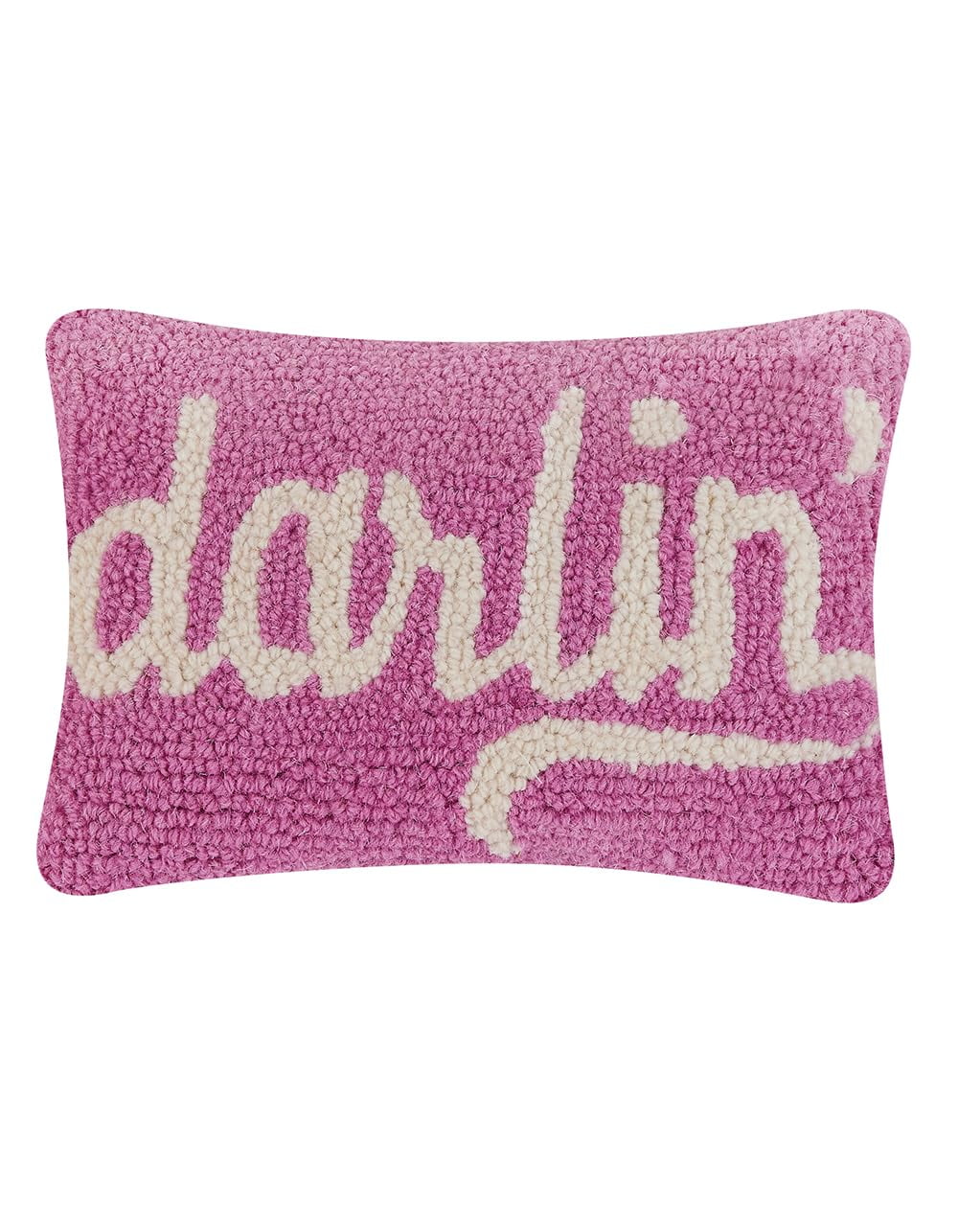 Darlin' Pink and White Wool Hook Pillow