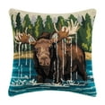 thumbnail image 1 of Peking Handicraft 30SJM10133C18SQ Moose in The Lake Hook Pillow, 18-inch Square, Wool and Cotton, 1 of 1
