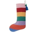 thumbnail image 1 of Peking Handicraft 31APS199MC 12 x 20 in. Rainbow Stripe with Pom Tassel Hook Stocking, Multi Color, 1 of 1