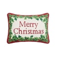 thumbnail image 1 of Peking Handicraft 31GY1744C14OB 10 x 14 in. Merry Christmas Embroidered Needlepoint Style Poly Fill Hook Pillow, Multi Color, 1 of 1