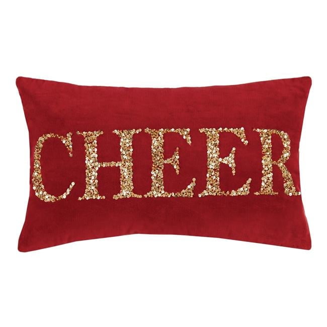 Cheer Red and White Beaded Holiday Pillow