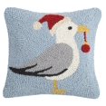 thumbnail image 1 of Peking Handicraft Christmas Nautical Seagull Mini Hooked Wool Pillow ‚Äì 10" x 10", 1 of 1