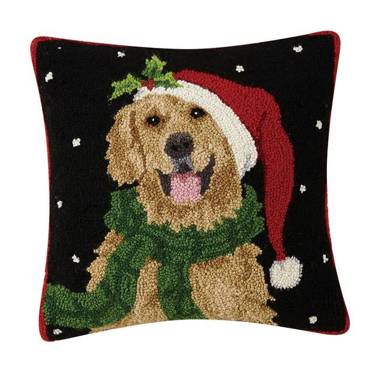 Peking Handicraft Santa Golden Retriever Hook Pillow