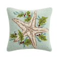 thumbnail image 1 of Peking Handicraft Holiday Seastar Christmas Polyfill Hook Throw Pillow, 16-inch Square, Wool and Velvet Back, Holiday Seasonal Decoration, 1 of 1