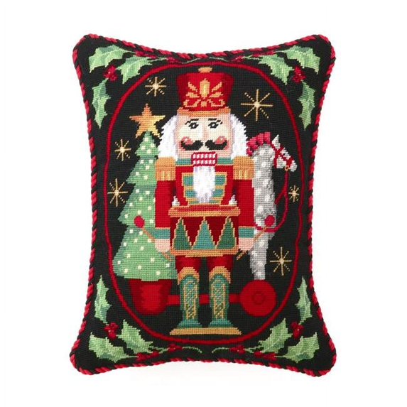 Peking Handicraft 31SSX133C18OB Nutcracker Needlepoint Pillow with Pull Toy