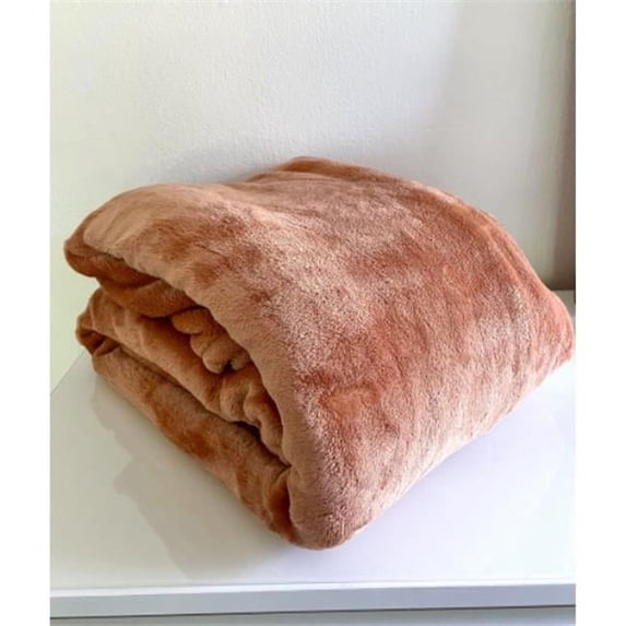 Peking Handicraft 80PHC14217TC03 90 x 90 in. Queen Size Softest Plush Blanket, Tan Clay