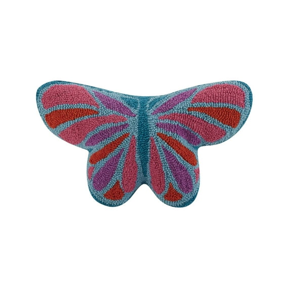 Peking Handicraft Butterfly Shaped, Hook Pillow, Wool and Poly Velvet