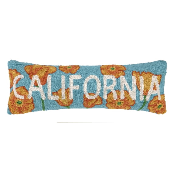 Peking Handicraft California Poppy Hook Pillow, 8 by 24"