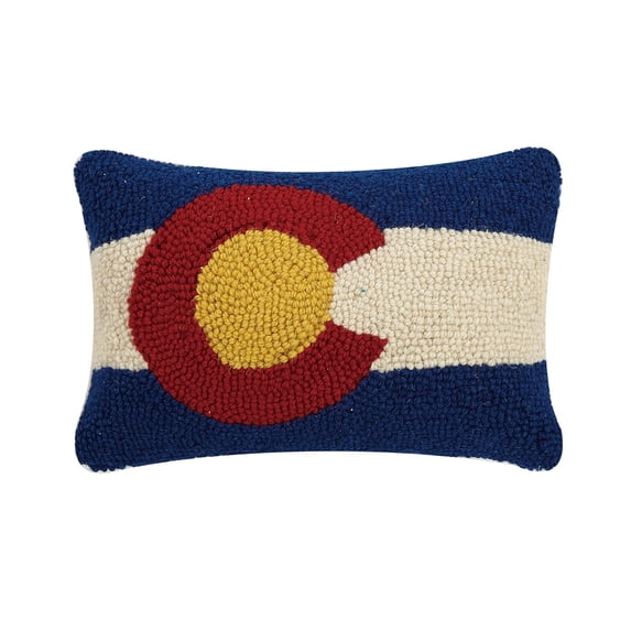 Peking Handicraft Colorado Flag Polyfill Hook Throw Pillow, 12-inch Length, Home Decoration