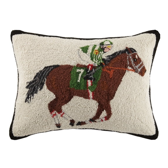 Peking Handicraft Equestrian Racer Hook Pillow, Brown/Green
