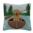 thumbnail image 1 of Peking Handicraft Golden Lab Canoeing Hook, 16x16 Throw Pillow, 1 of 1