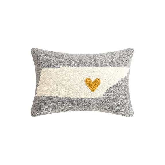 Peking Handicraft Heart in Tennessee Polyfill Hook Throw Pillow, 18-inch Length, Wool and Poly Velvet, Home Decoration