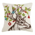thumbnail image 1 of Peking Handicraft Holly Deer Emb/Printed Pillow, Multicolored, 1 of 2