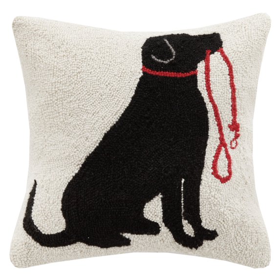 Peking Handicraft Lab and Leash Hook Pillow, Black/Red