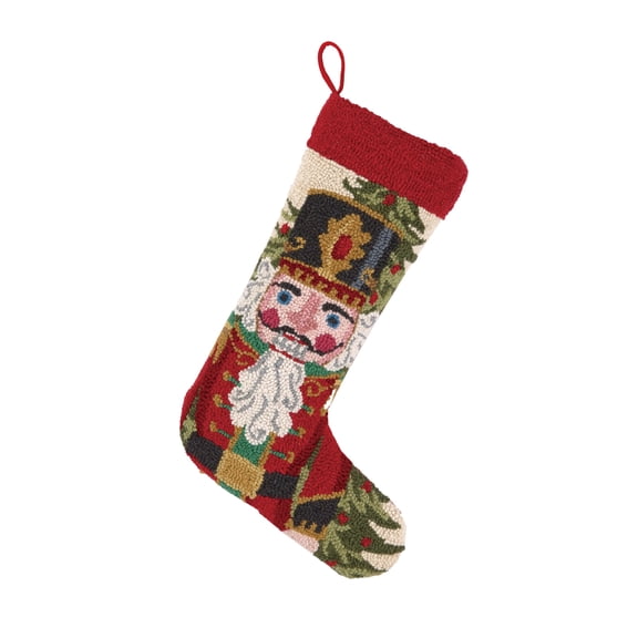 Peking Handicraft Nutcracker in Red Hook Stocking, 13x21