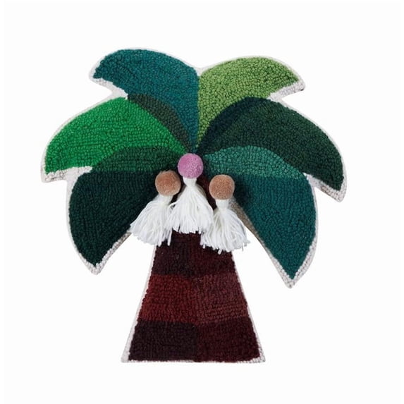 Peking Handicraft Palmita with Pom Tassels Blown in Filled Hook Pillow, 16-Inch, Multicolor