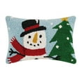thumbnail image 1 of Peking Handicraft Pillow with Snowman and Christmas Tree Design, 12-inch Length, Wool, 1 of 1