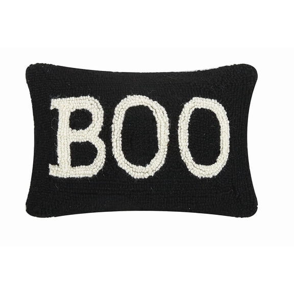 Peking Handicraft Wool Throw Pillows - Hand Hooked Seasonal Accent Pillows, Holiday Home Decor - Boo