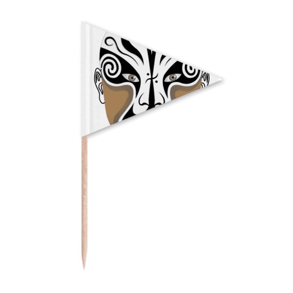 Peking Opera Head Colorful Bailiangguan Toothpick Triangle Cupcake Toppers Flag