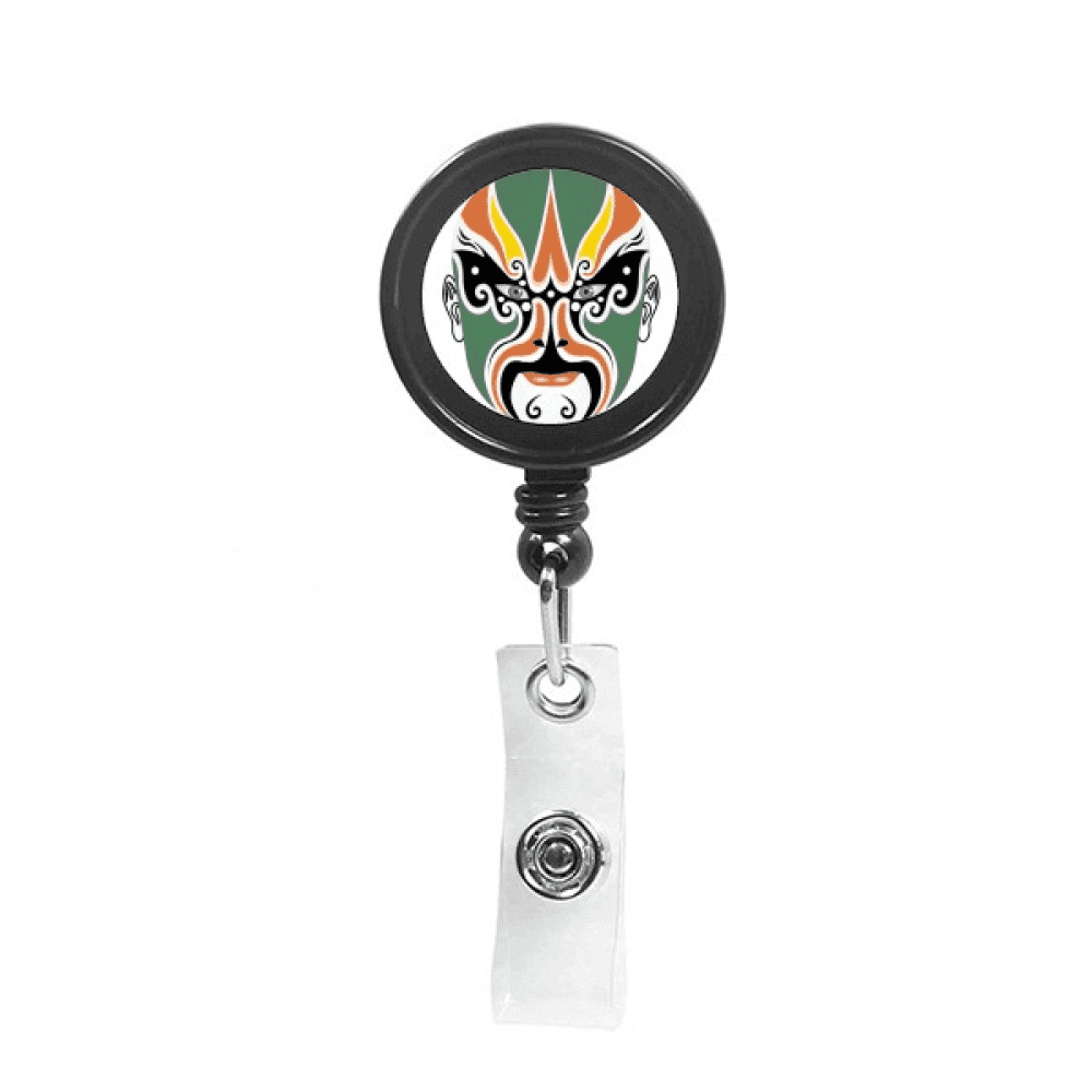 Peking Opera Head Colorful Chengyaojin Retractable Keychain Badge Holder ID Badge