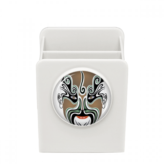 Peking Opera Head Colorful Wangwujiang Desk Pencil Holder Cup Pen Organizer