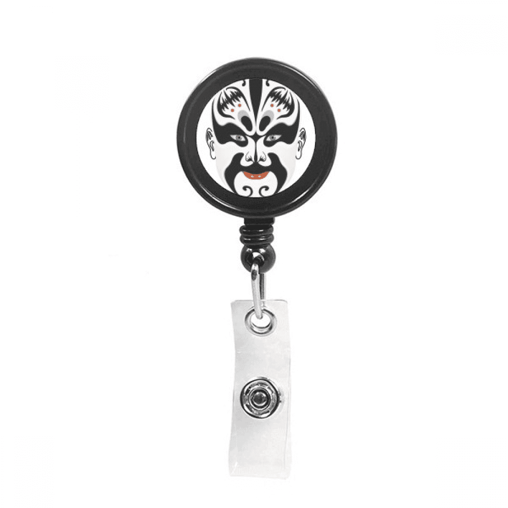 Peking Opera Head Colorful Zhangfei Retractable Keychain Badge Holder ID Badge