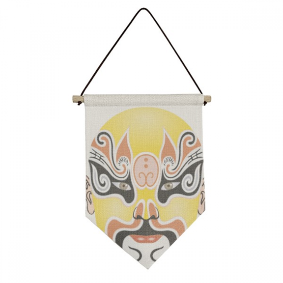 Peking Opera Head Colorful Zhanwancheng Canvas Flag Hanging Wall Art Decor Banner