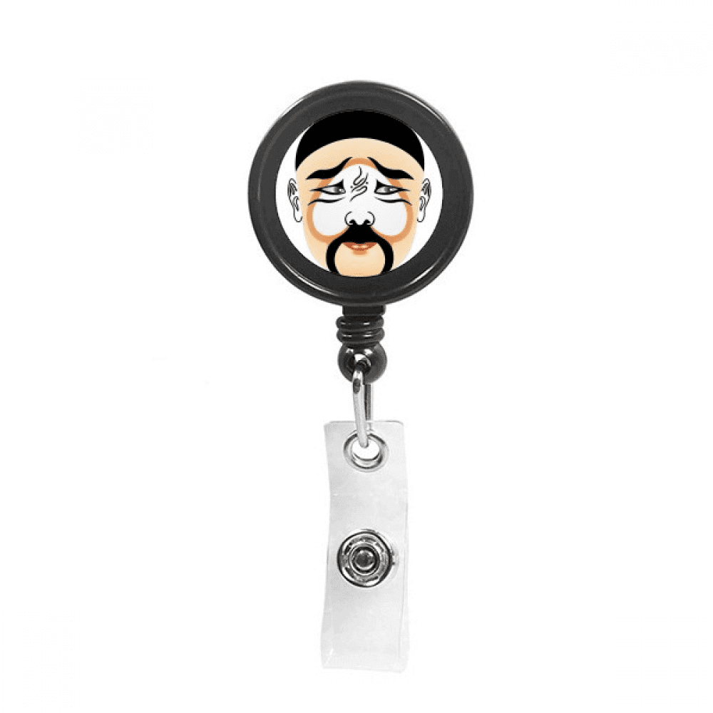 Peking Opera Head Colorful Zhuihanxin Retractable Keychain Badge Holder ID Badge