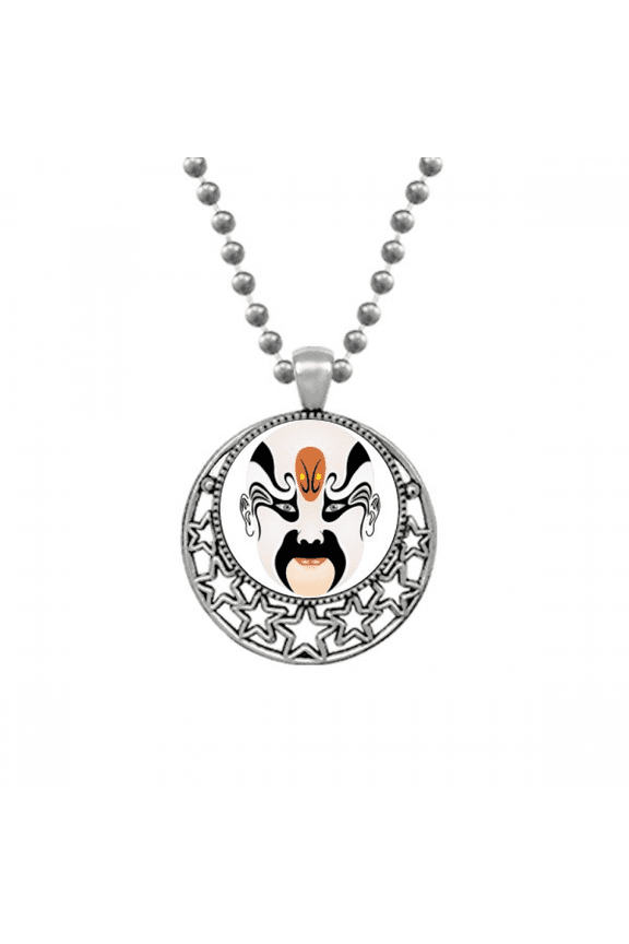 Peking Opera Head The Orphan of Chao Necklaces Pendant Retro Moon Stars Jewelry