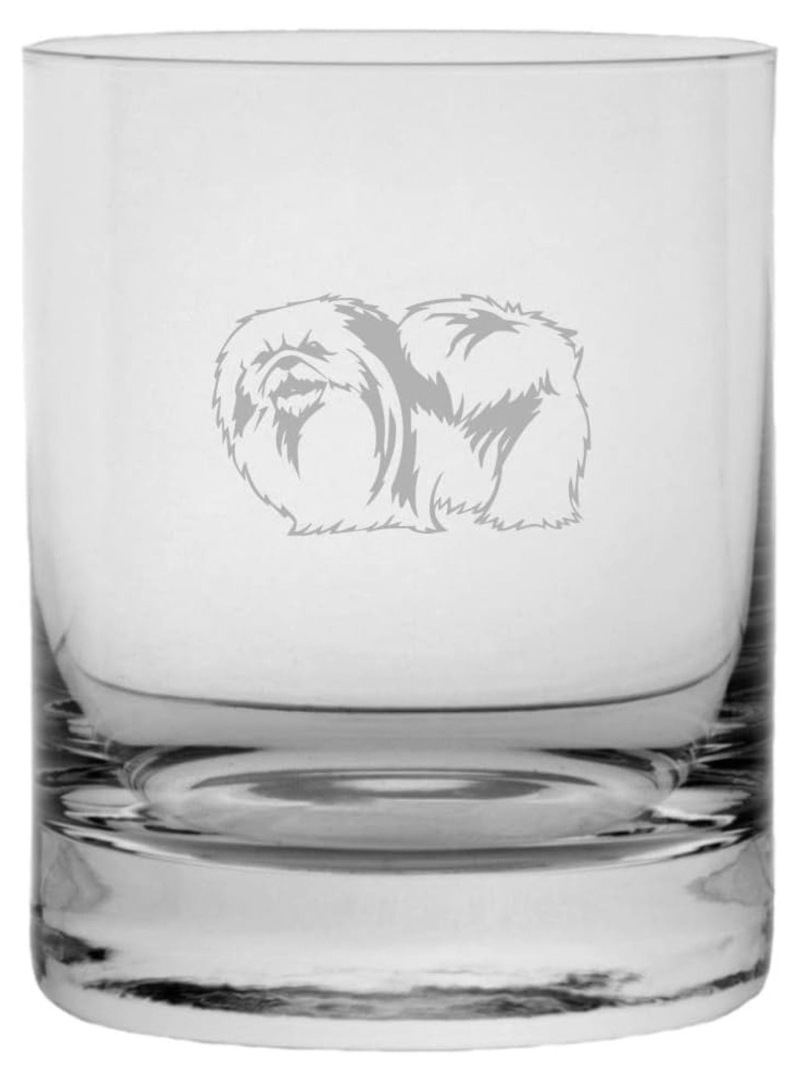 Pekingese (Alternate) Dog Themed Etched 10.25oz Crystal Rocks Whisky