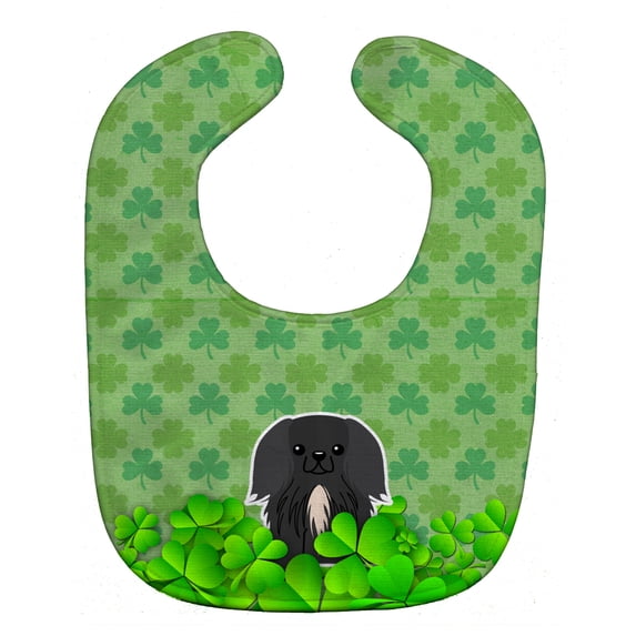 Pekingese Black Shamrocks Baby Bib