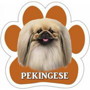 Pekingese Car Magnet With Unique Paw Shaped Design Measures 5.2 by 5.2 Inches Covered In UV Gloss For Weather Protection