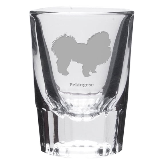 Pekingese Deep Etched Shot Glass