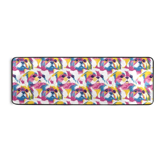 Pekingese Dog Head Pattern Runner Rug 24x72 Inch Cushioned Non Slip Soft Absorbent Floor Mat