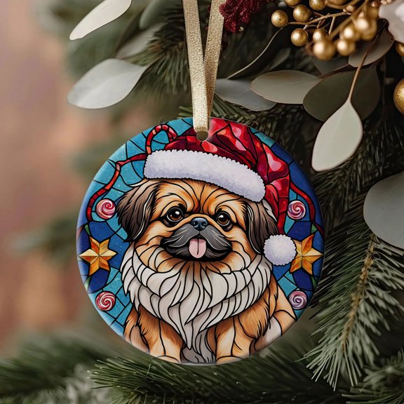 Pekingese Dog Ornaments Ceramic For Christmas, Stained Glass Ornaments Ceramic Christmas 2026
