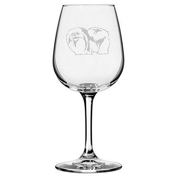 Pekingese Dog Themed Etched 12.75oz Libbey Wine Glass
