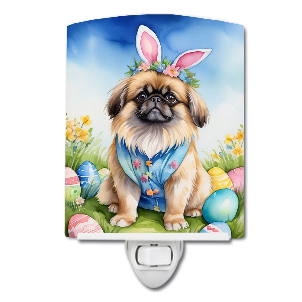 Pekingese Easter Egg Hunt Ceramic Night Light 4 in x 6 in