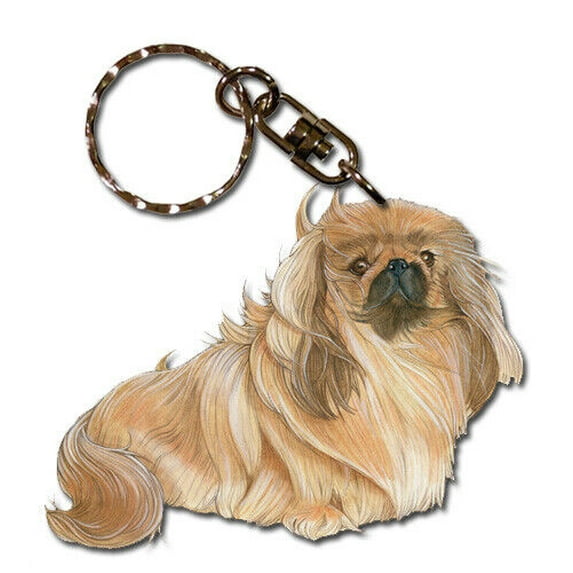Pekingese Keychain, Souvenir Key Holder, Dog Charm Tag, Pet Key Rings Craft Ornaments, Wooden Die-Cut
