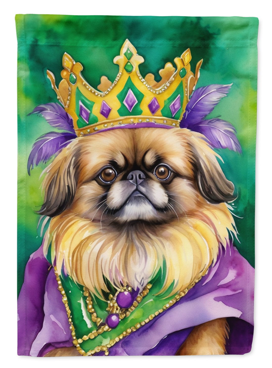 Pekingese King of Mardi Gras Garden Flag 11.25 in x 15.5 in