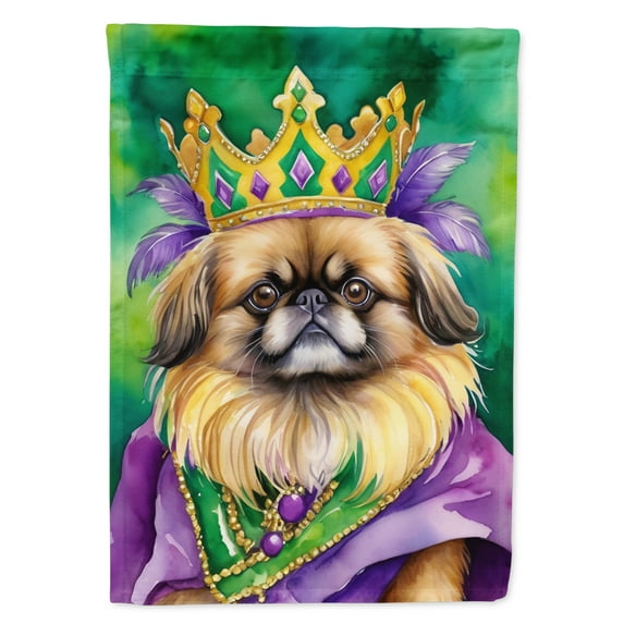 Pekingese King of Mardi Gras House Flag 28 in x 40 in